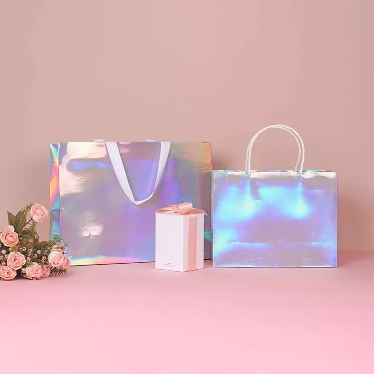 Schitter de Zilveren Kleur van de Boodschappentassen Holografische Cmyk van de Foliekleding