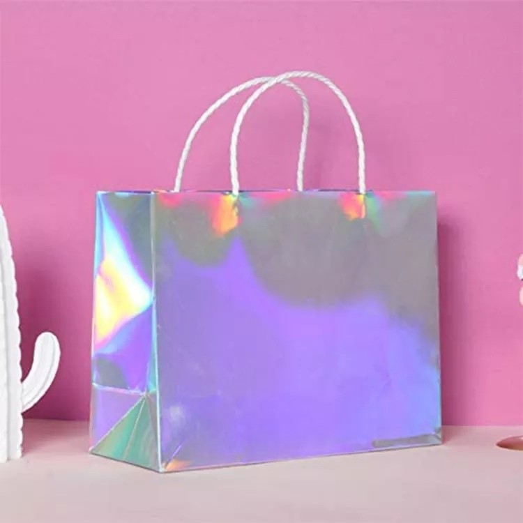 Schitter de Zilveren Kleur van de Boodschappentassen Holografische Cmyk van de Foliekleding