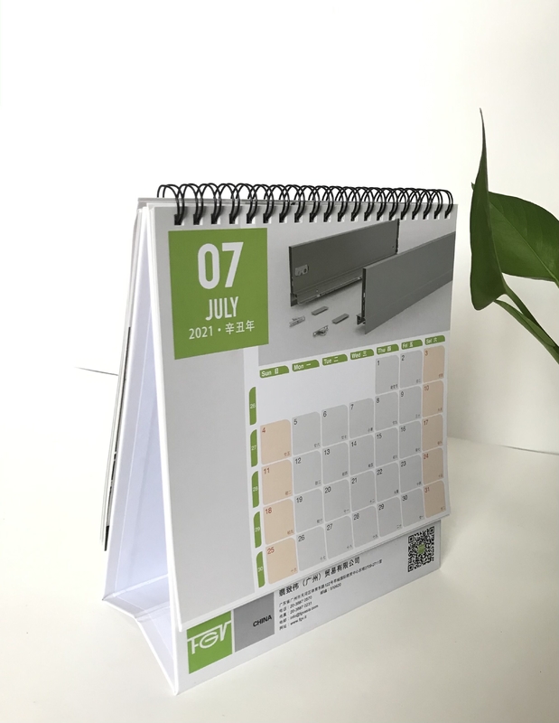A4 A5 kleur afdrukbare bureaukalender dubbelzijdig met 250g wit karton
